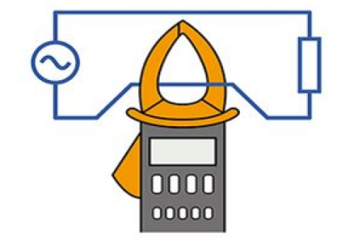 Mengukur arus beban memakai clamp meter