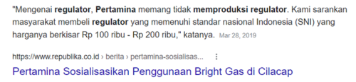Apakah Pertamina jual regulator gas?