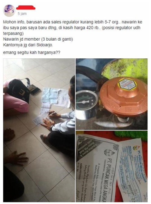 Contoh penipuan regulator gas