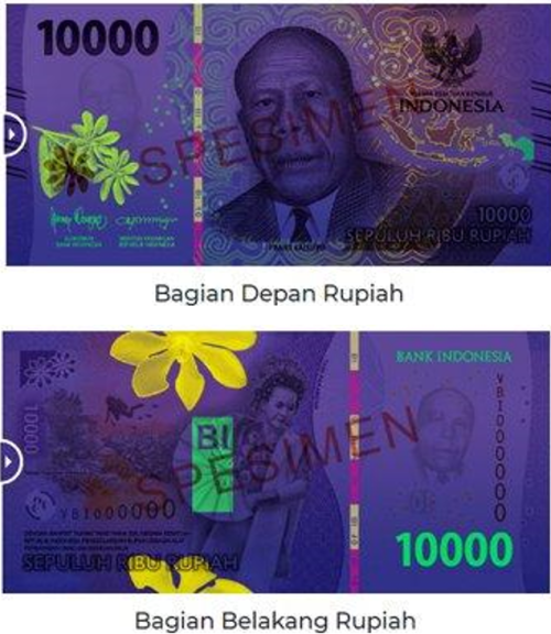 Uang 10000 baru di bawah sinar uv