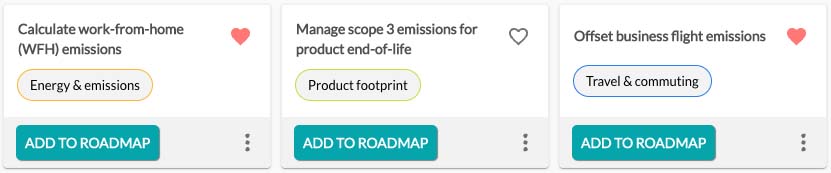 Examples of step-by-step emissions reduction guides available on Sustain.Life