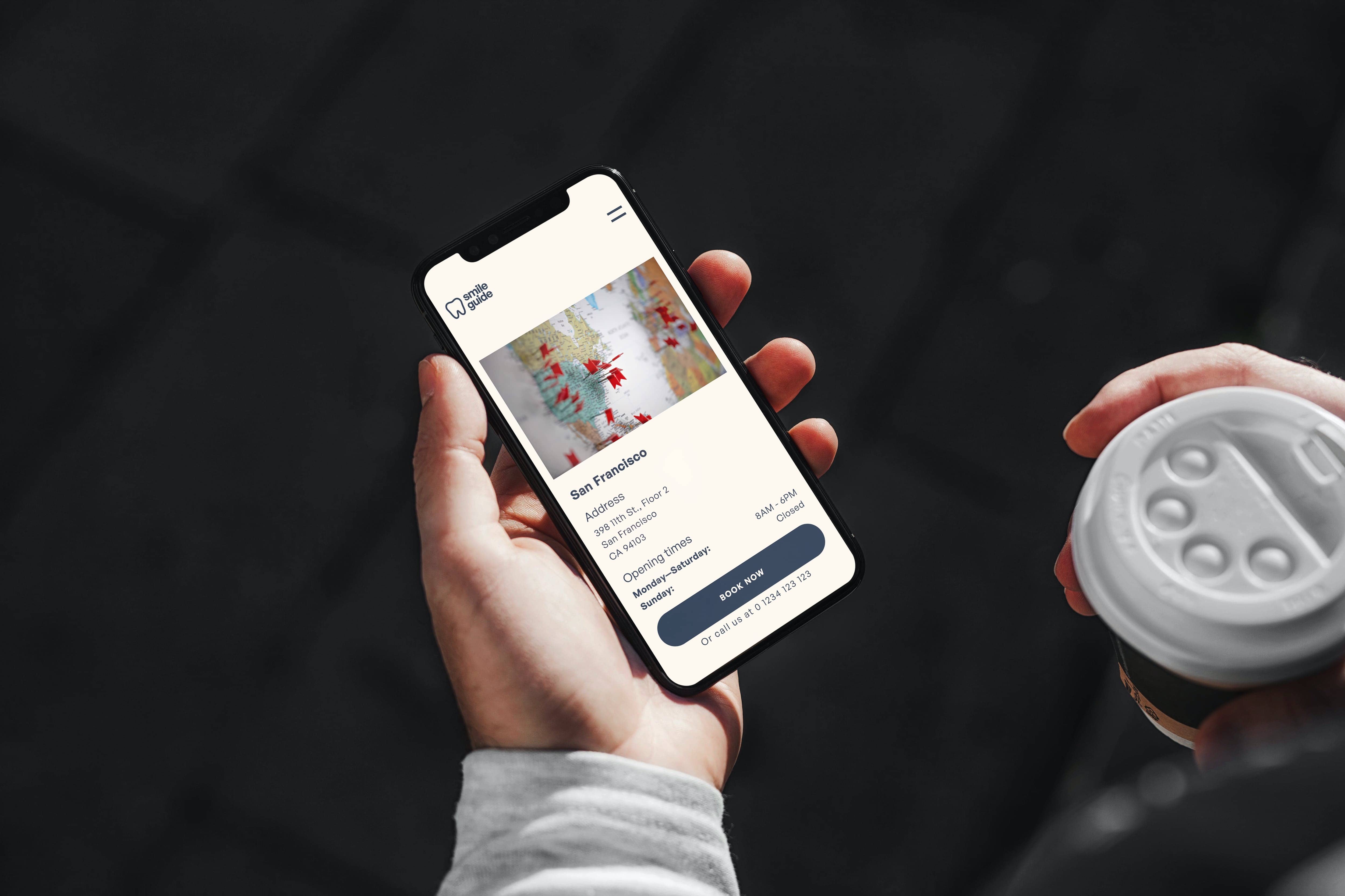 iPhone mockup with the rendered page