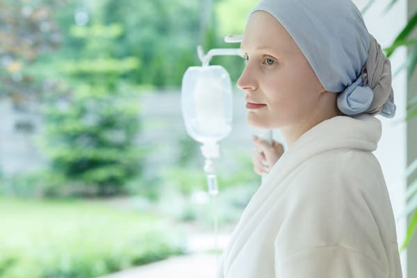 A cancer patient receiving treatment