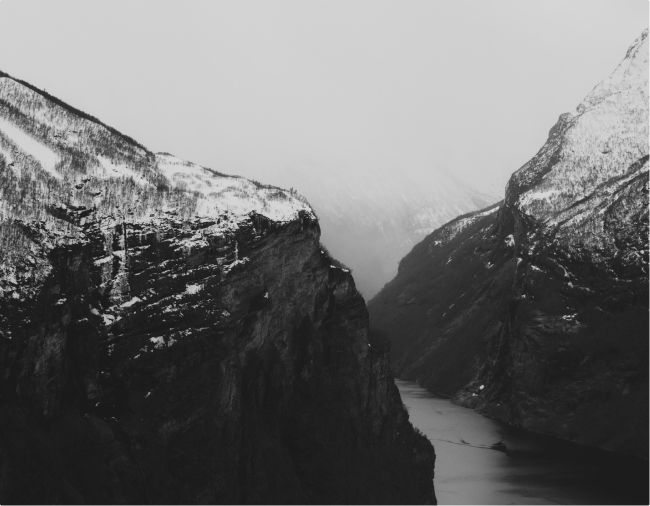 Norway fjords photographed on a cloudy day