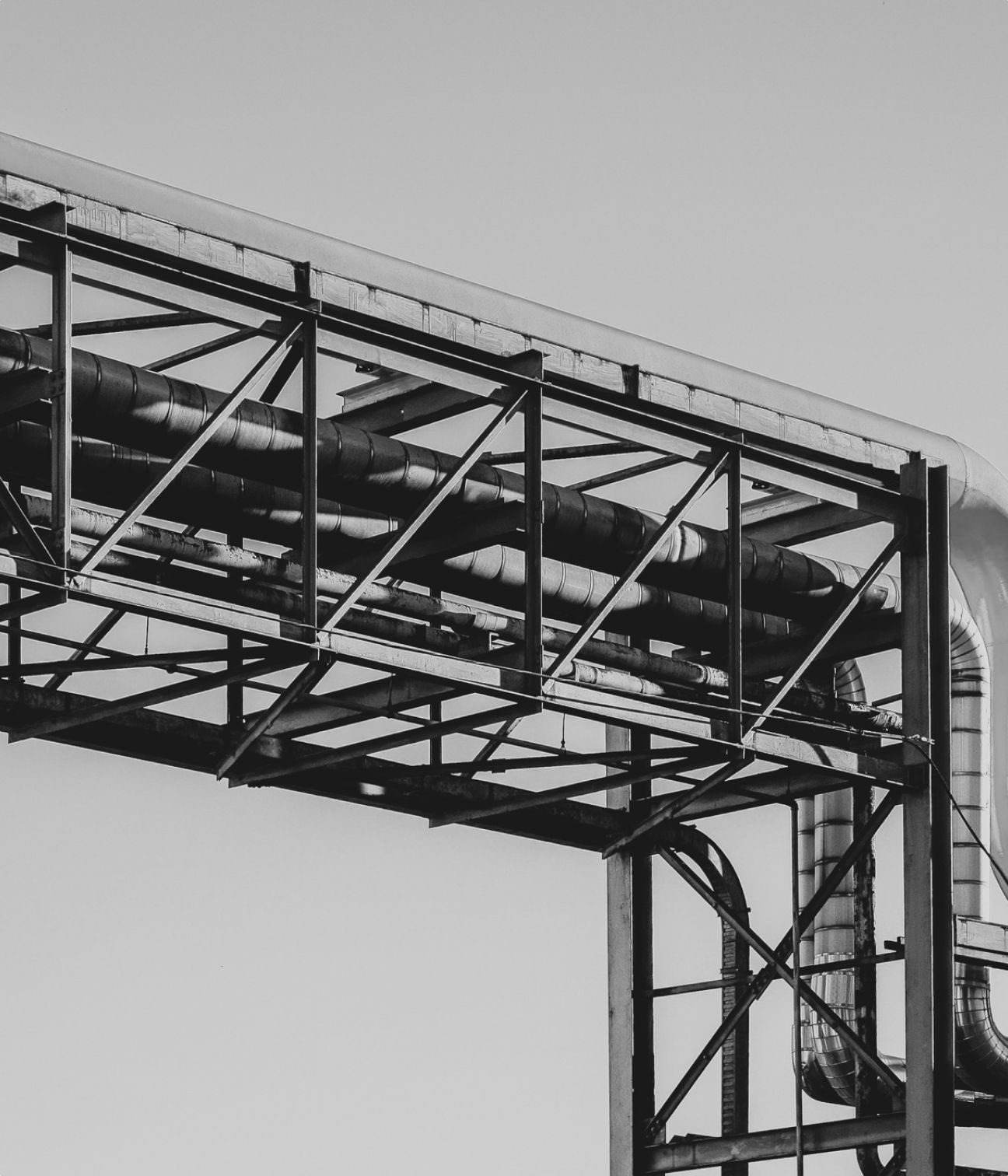 Industrial construction photographed diagonally