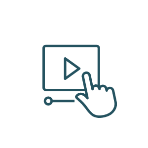 teal icon of someone pressing the play icon