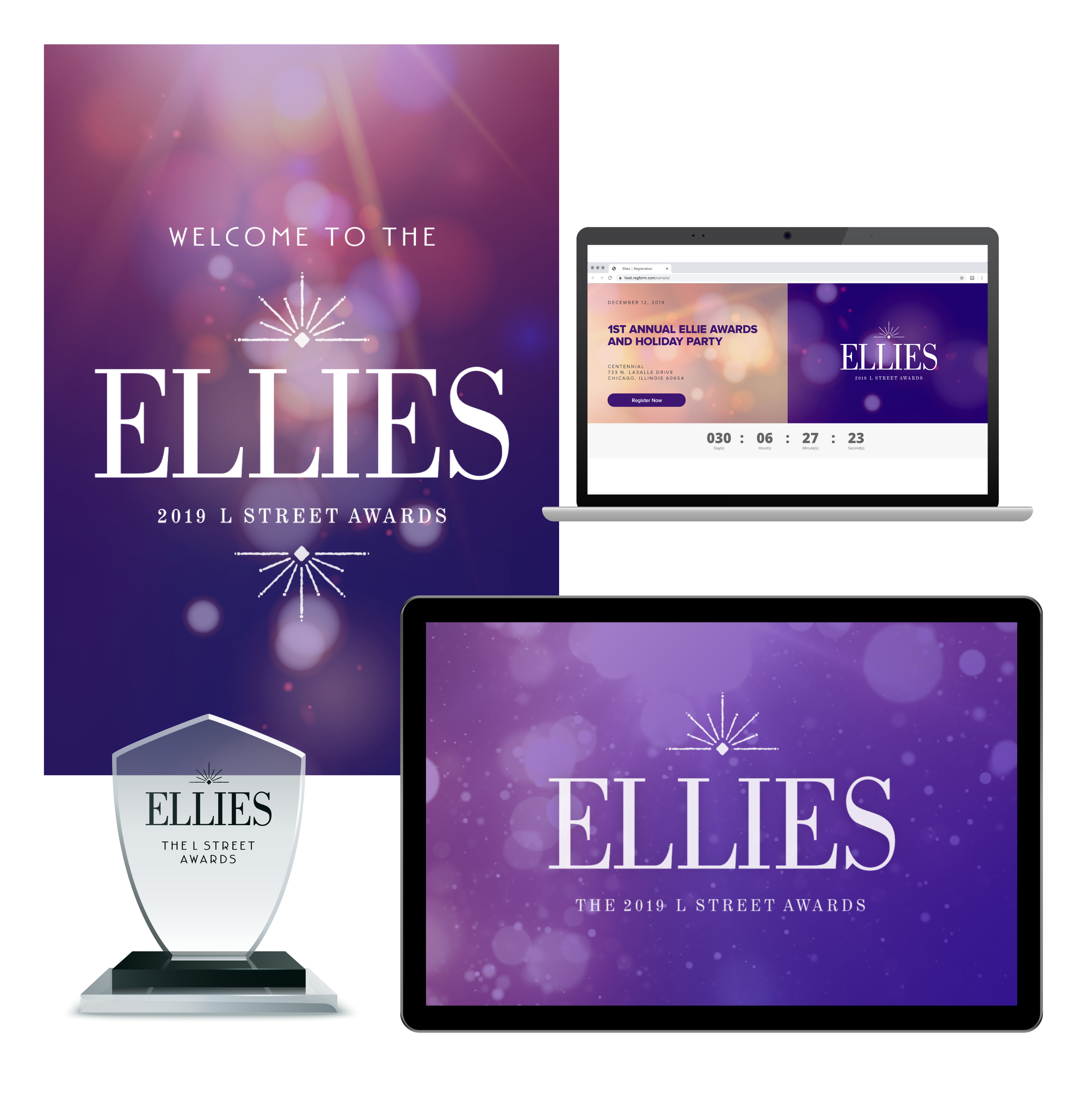 Corporate awards went virtual in 2020, but as we get back to the office, companies need support bringing these events back to in person. For our holding company, we designed the suite of marketing collateral for our annual Ellie awards. Click to find out more.