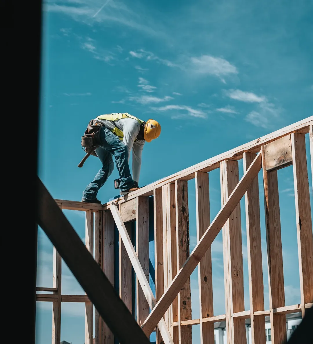 Construction worker building