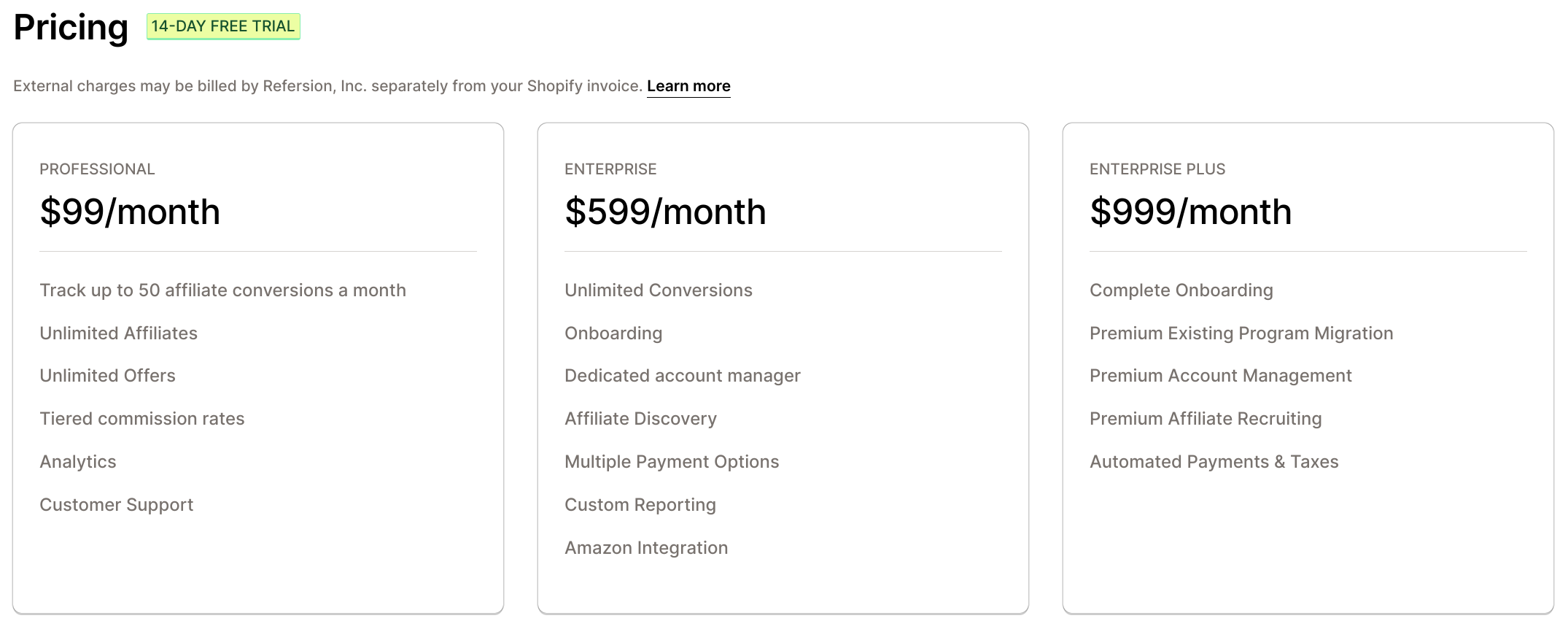 Refersion Pricing