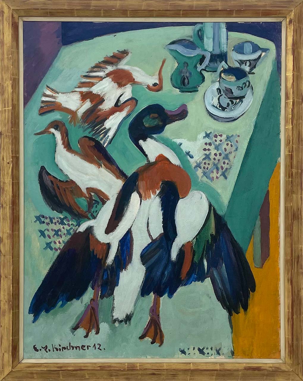 Ernst Ludwig Kirchner, Still Life Duck and Sandsniper, 1912, Oil in canvas, 100 x 74 cml