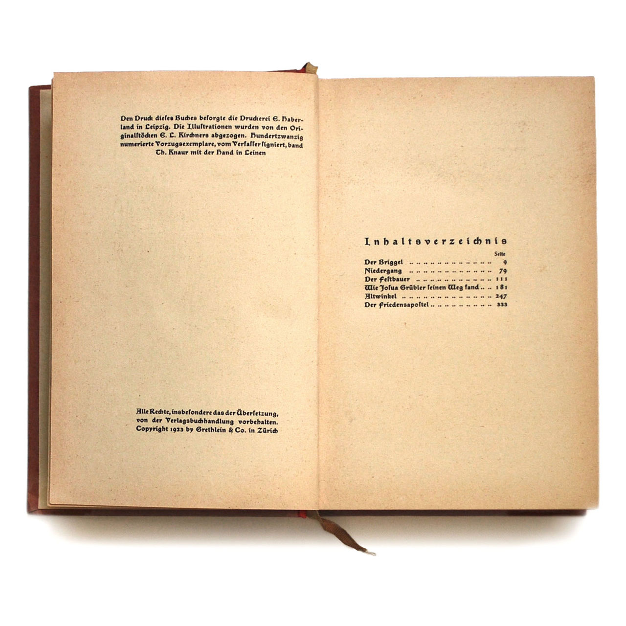 Book: Jakob Bosshart, Neben der Herrstrasse, Erzählungen von Jakob Bosshart, Publisher: Grethlein & Co., Zürich/Leipzig, 1923.