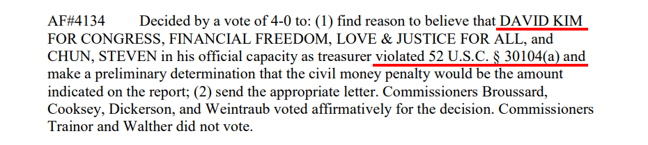 FEC violation 52 U.S.C. 30104