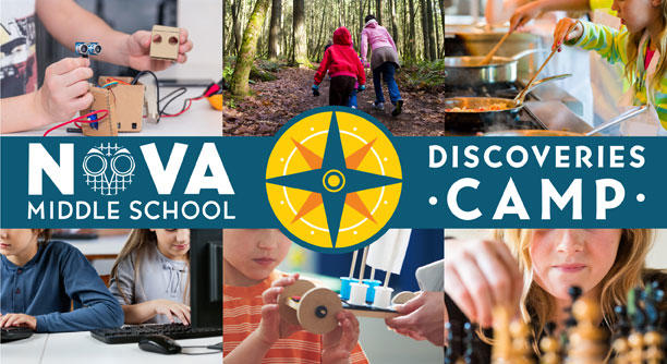 A poster for NOVA Middle School's Discoveries Camp