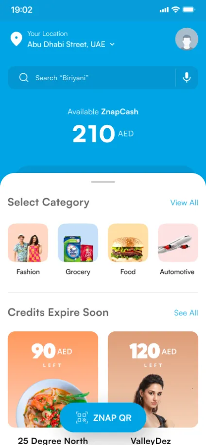 Znap cash ui update