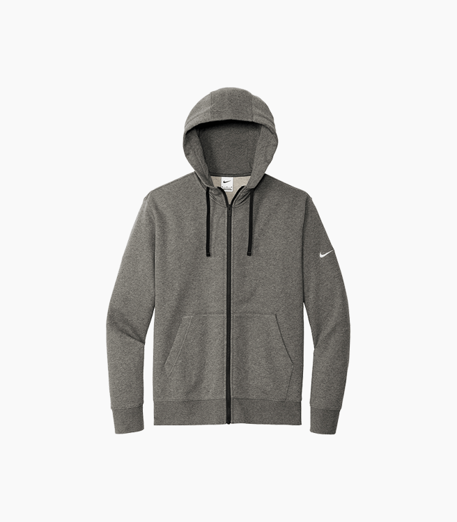 Nike Club Fleece Sleeve Swoosh Full-Zip Hoodie - Charcoal Heather