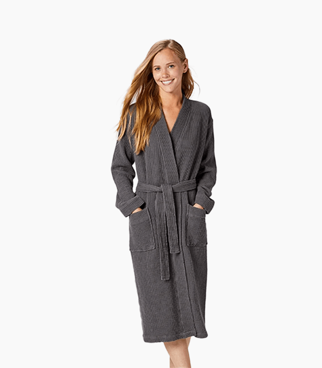 Coyuchi Organic Waffle Robe - Shadow