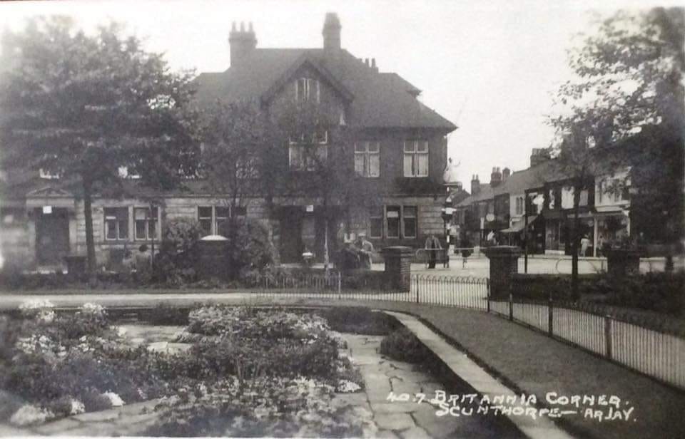 An old postcard image of Britannia House viewed from the opposite side of the raod