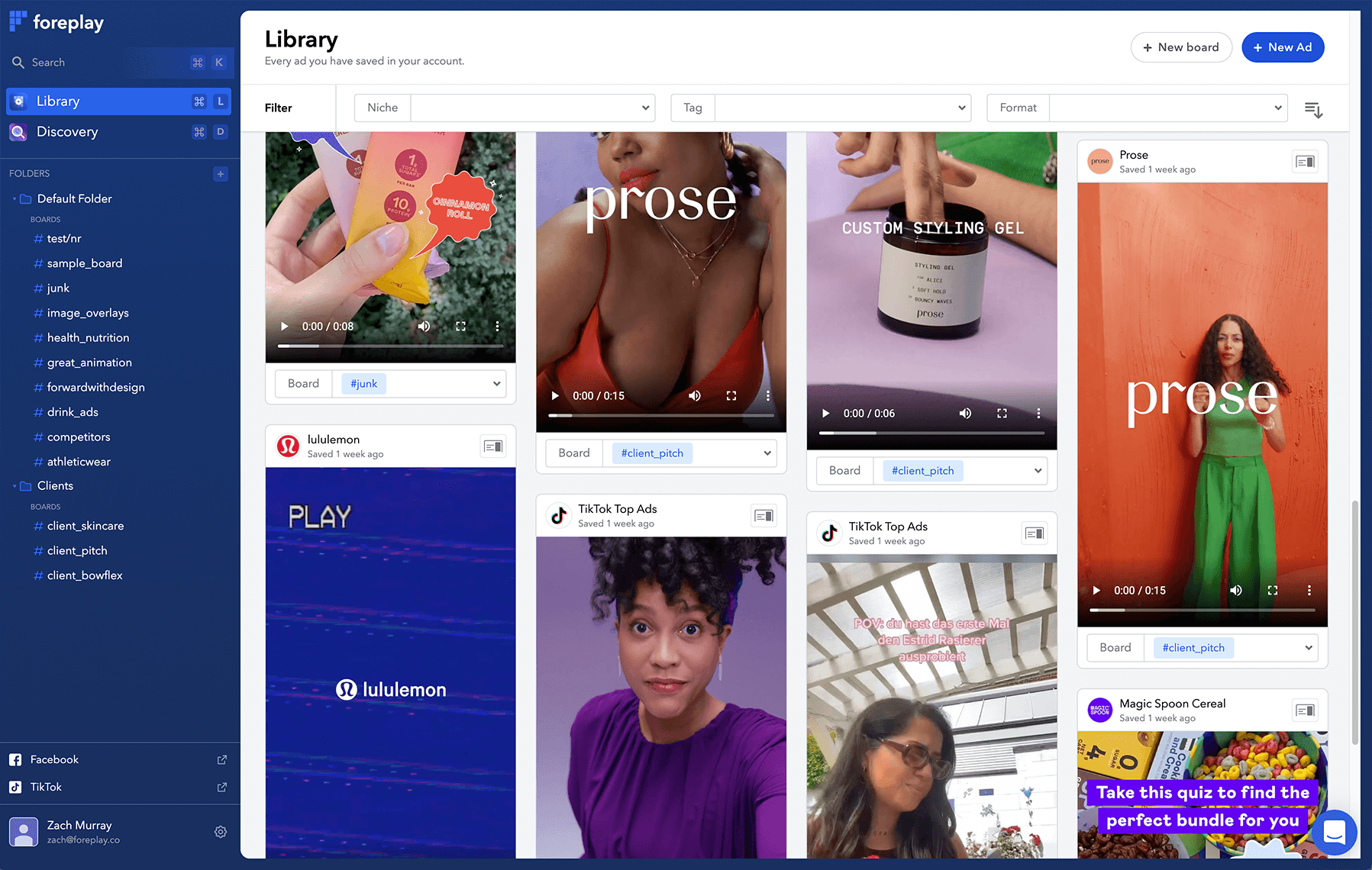 Foreplay creative strategist software