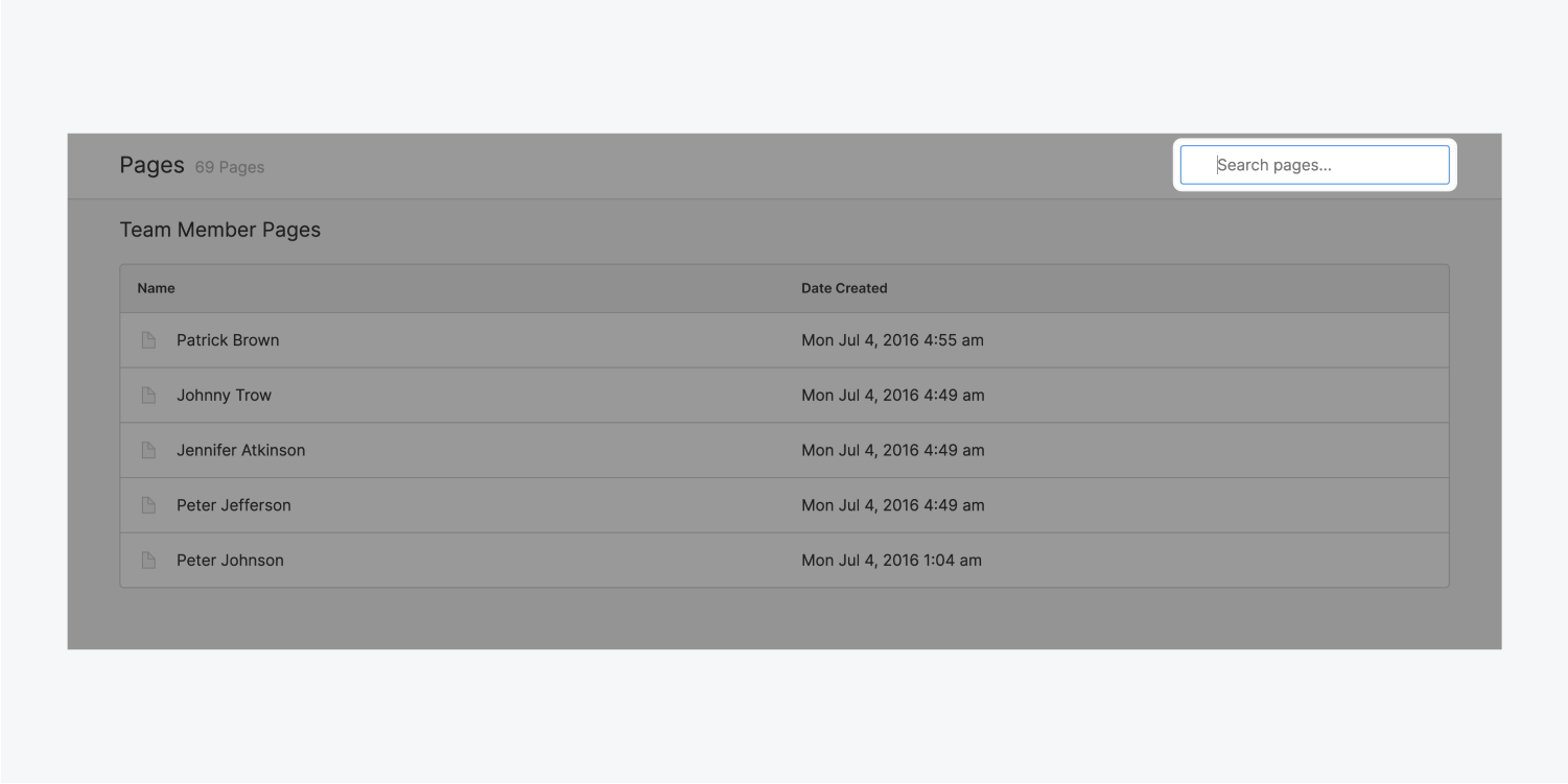 search pages in webflow editor