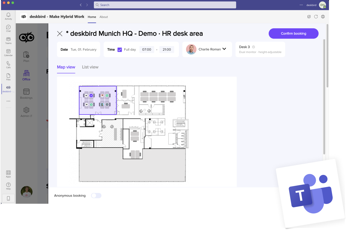 deskbird MS Teams App