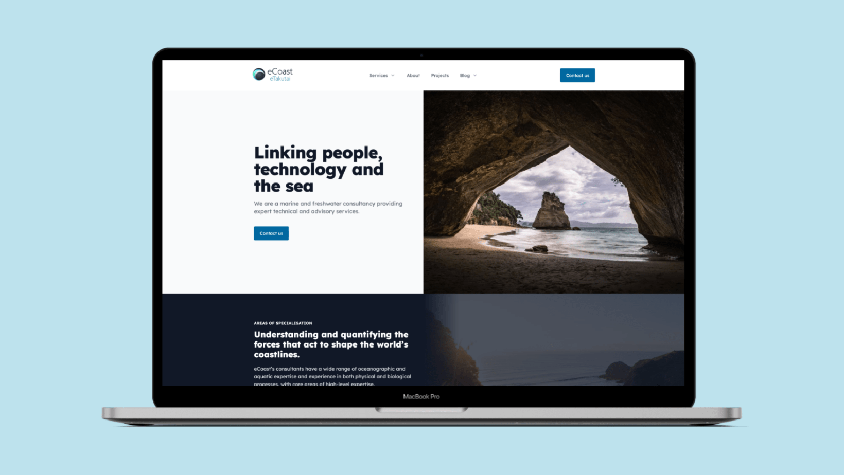 eCoast Website Built on Craft CMS shown on Laptop by Do Good Things