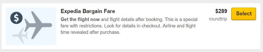 bargain fares on Expedia