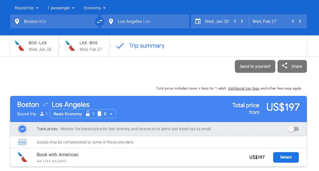 flight search from boston to LAX