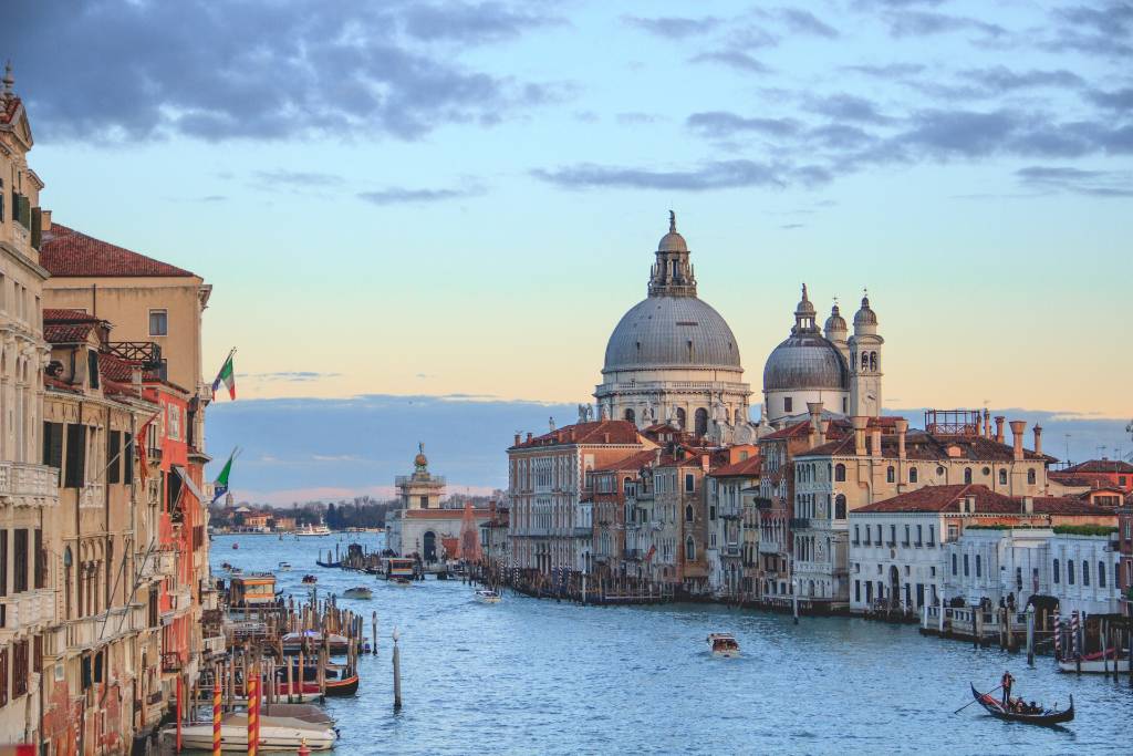 view down Grand Canal in Venice.