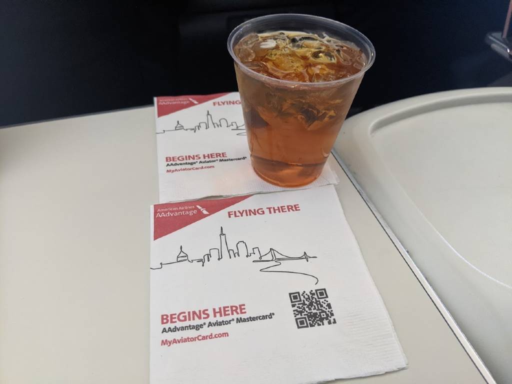 drink on a domestic AA first class flight