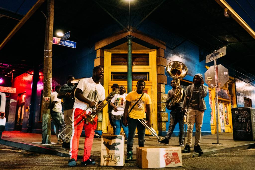 musicians on a corner in New Orleans.