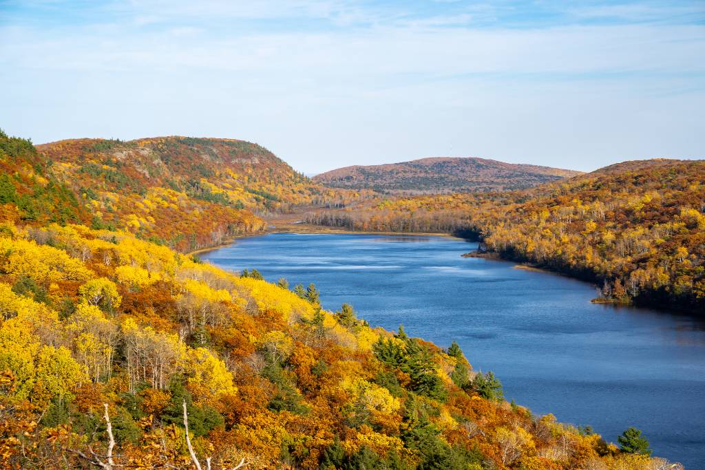 forests with fall color in Michigan's Upper Peninsula.