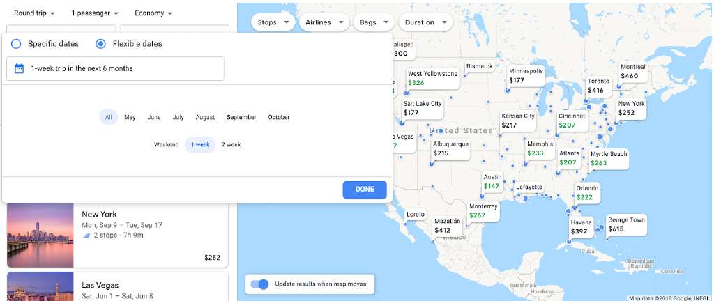flexible date month search on google flights