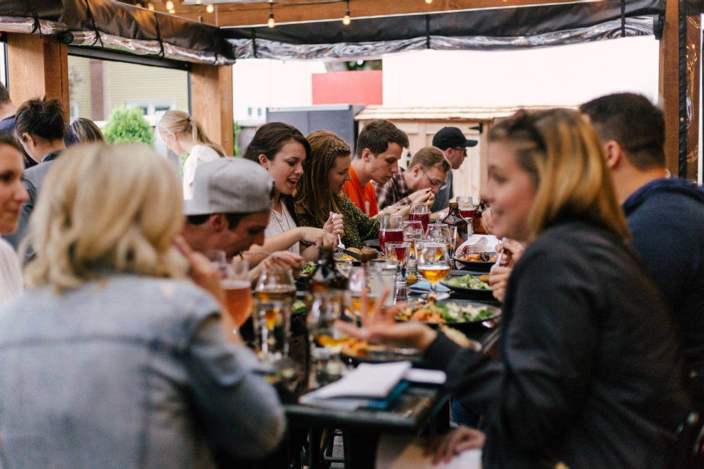 people dining outdoors in Oslo.