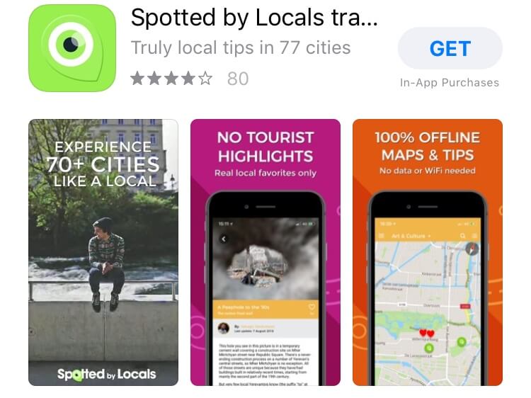 screenshot of Spotted by Locals app.