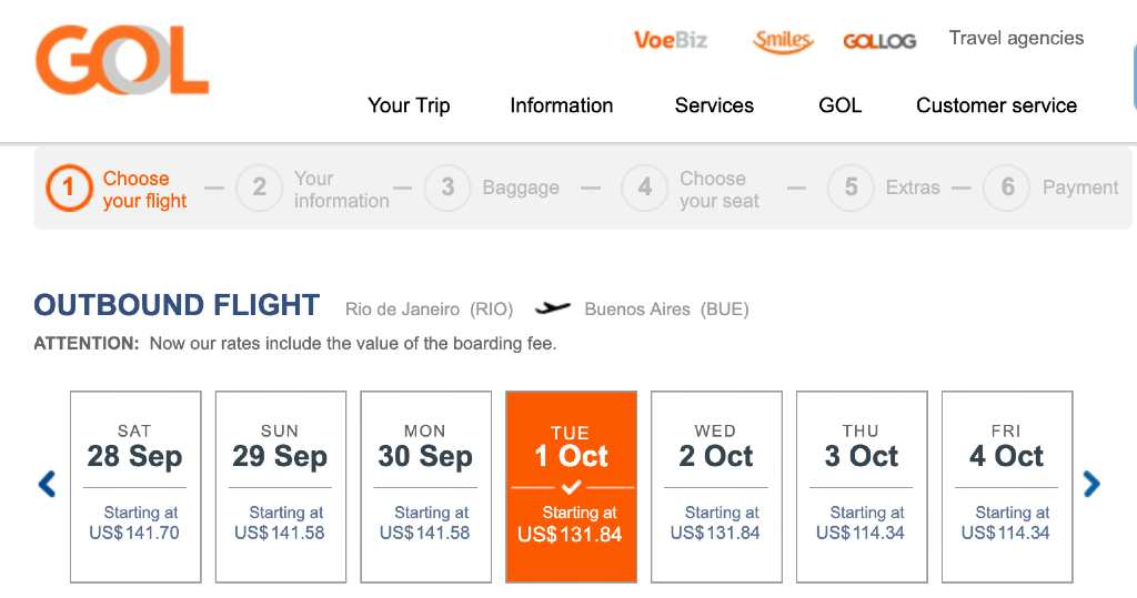 Booking on GOL