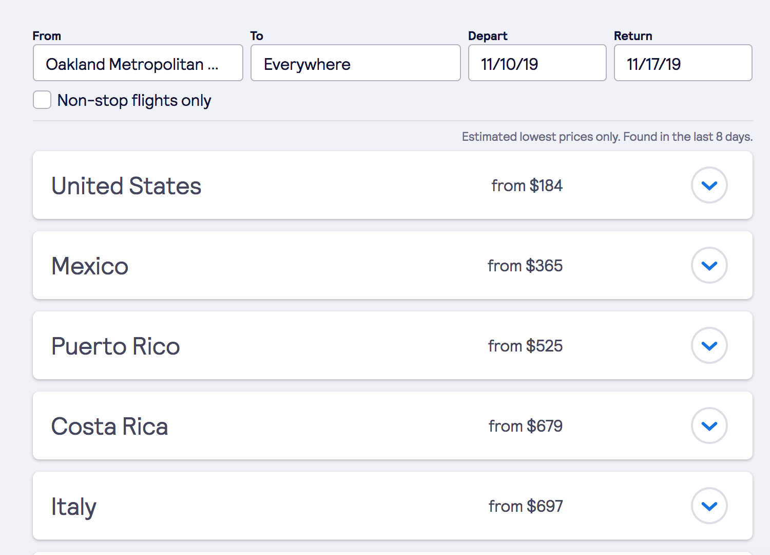 Skyscanner search everywhere