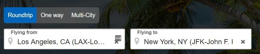 inputting location on Expedia