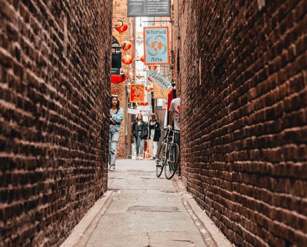 Chinatown street in Victoria, Vancouver Island.