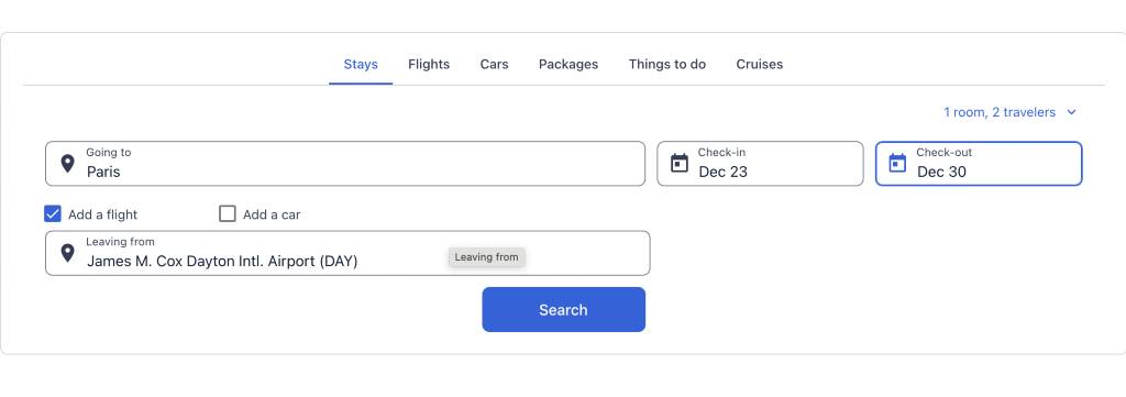 adding a flight and hotel