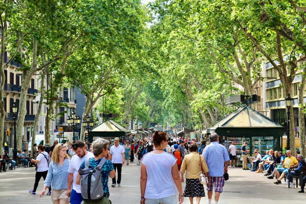 People walking in Barcelona.