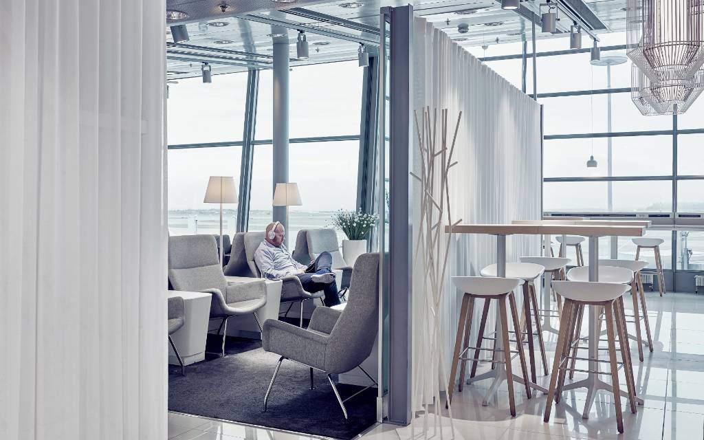 Finnair business class lounge.