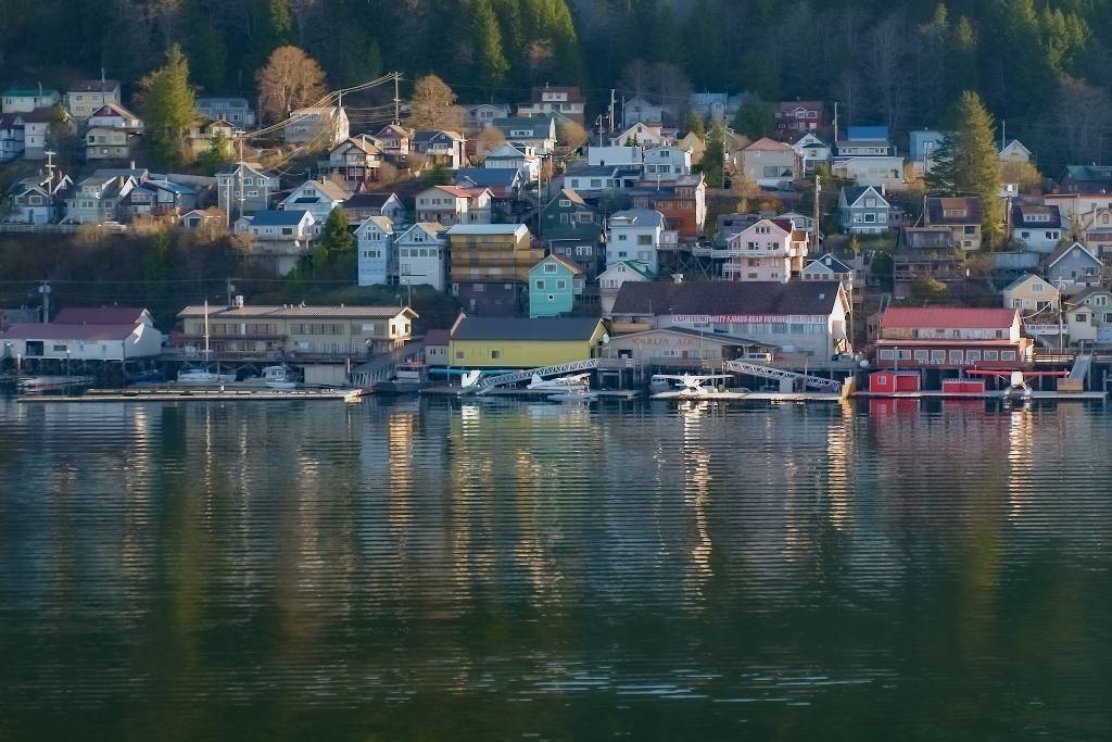 Community on the water in Alaska.