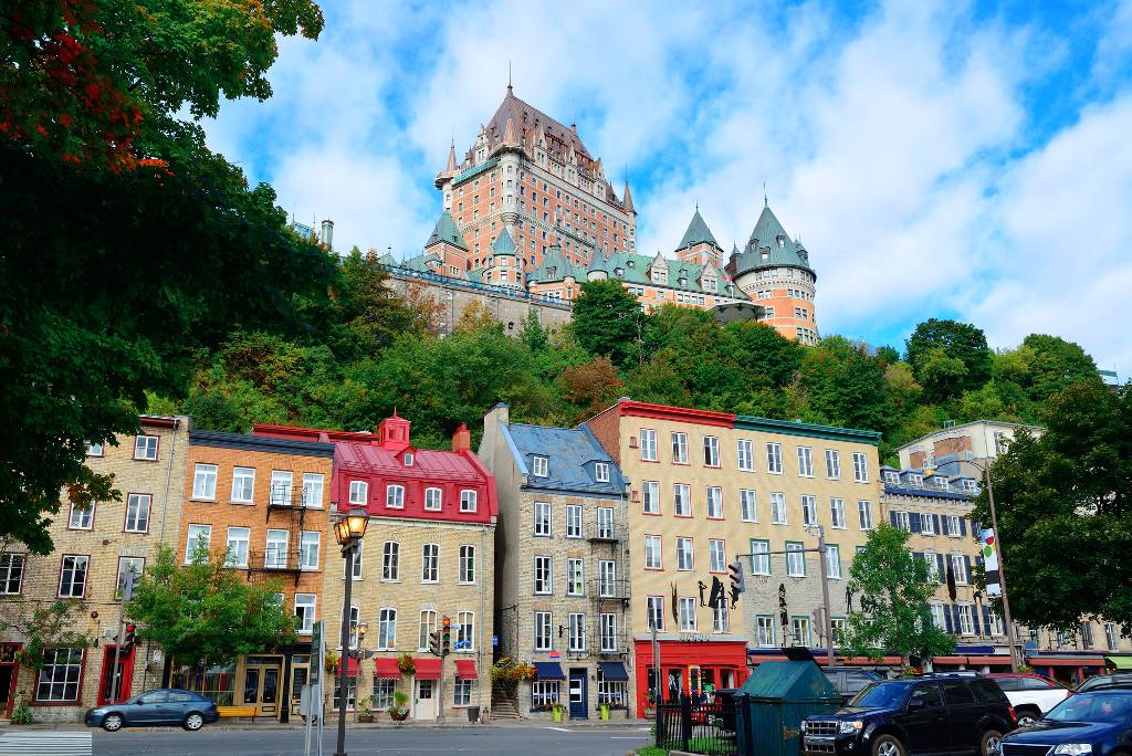 View of colorful houses in Quebec City.
