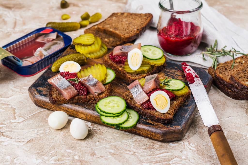 Traditional Danish food spread.