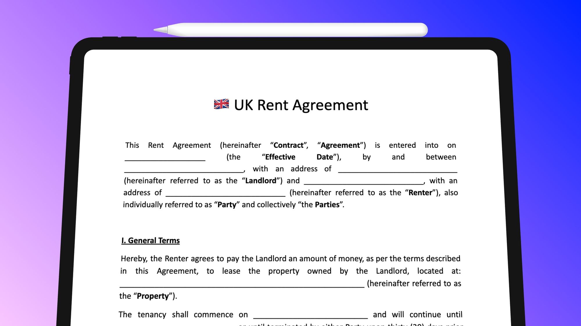 THE Working UK: Free Rent Agreement Template