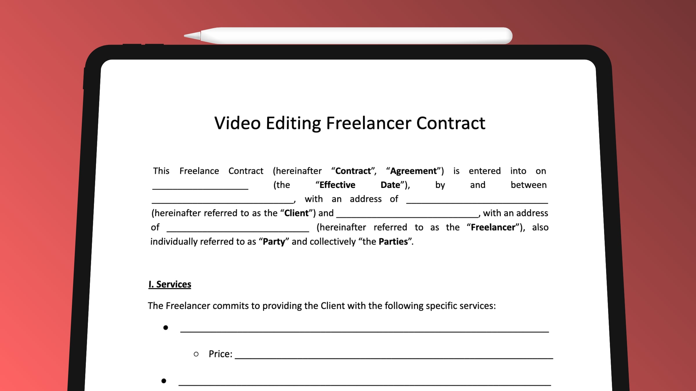 THE Working Video Editing Freelancer Contract Template