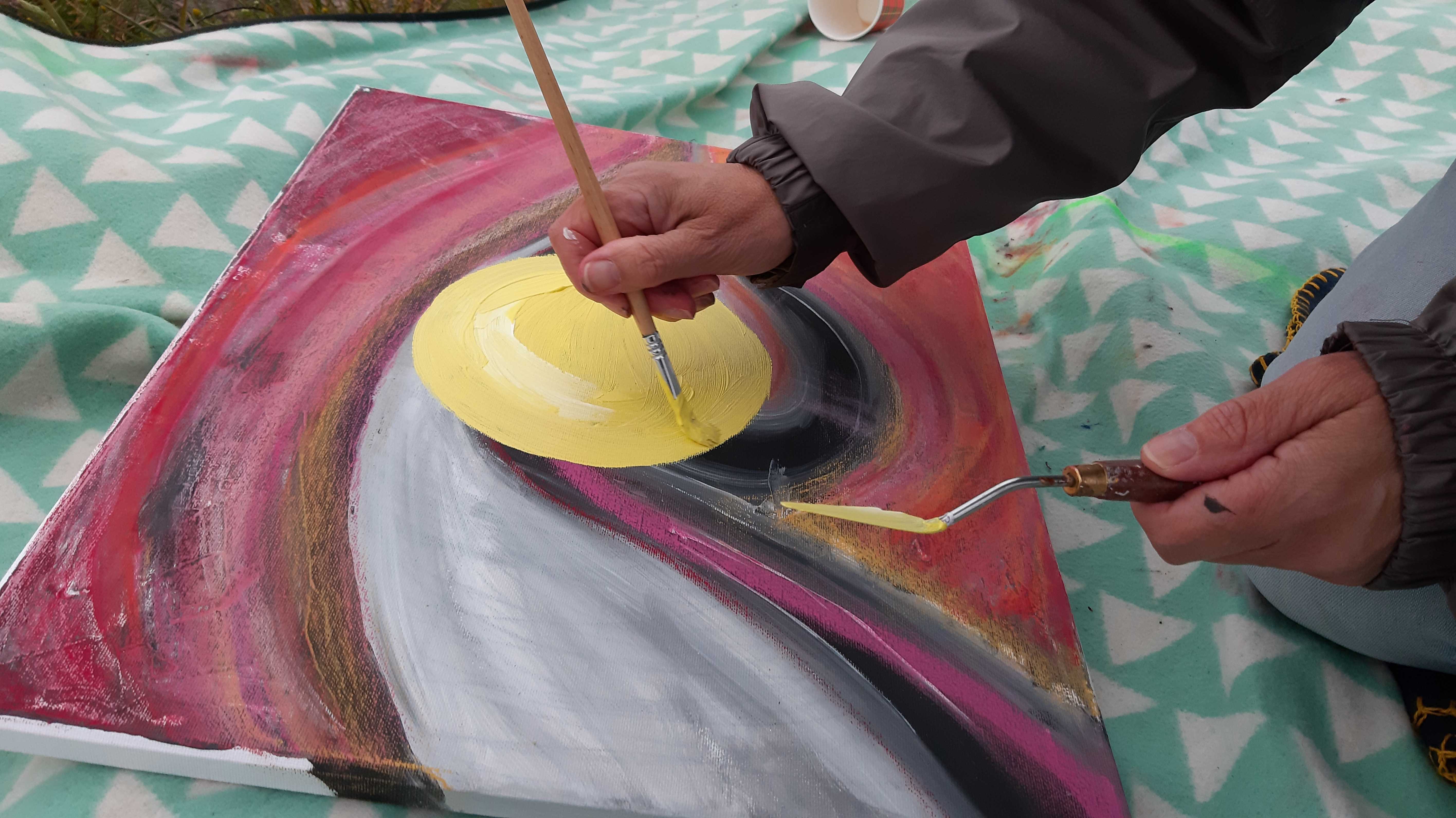 Painting creative work.