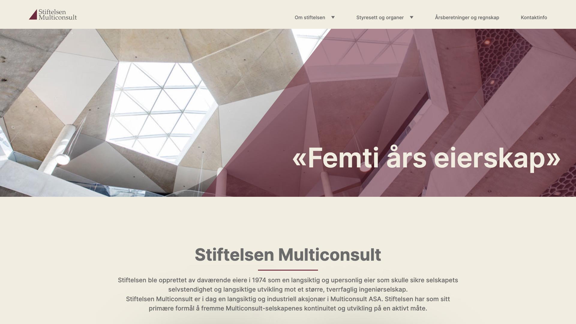 Stiftelsen Multiconsult - Femti års eierskap