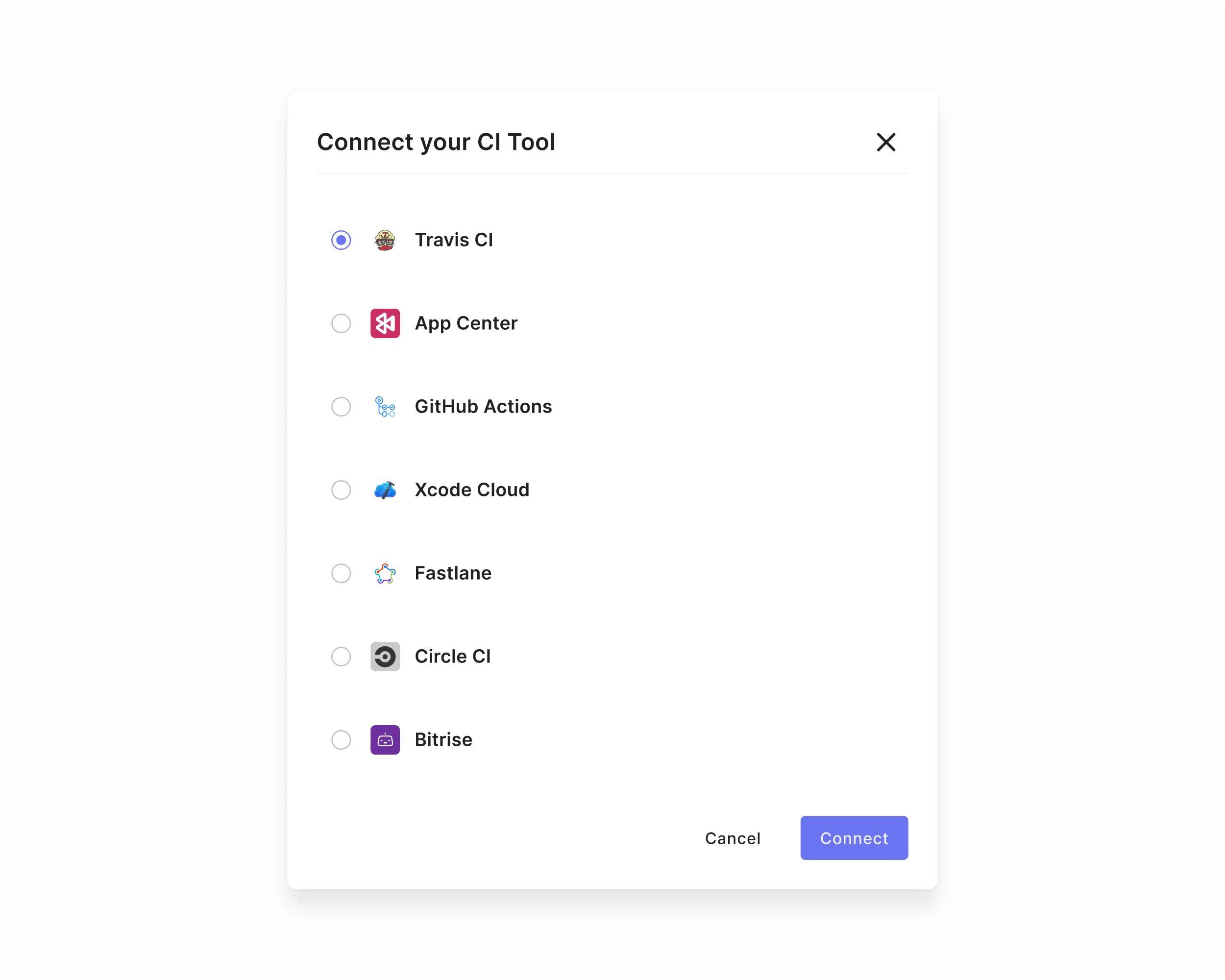 Product screenshot of connecting CI in Waldo