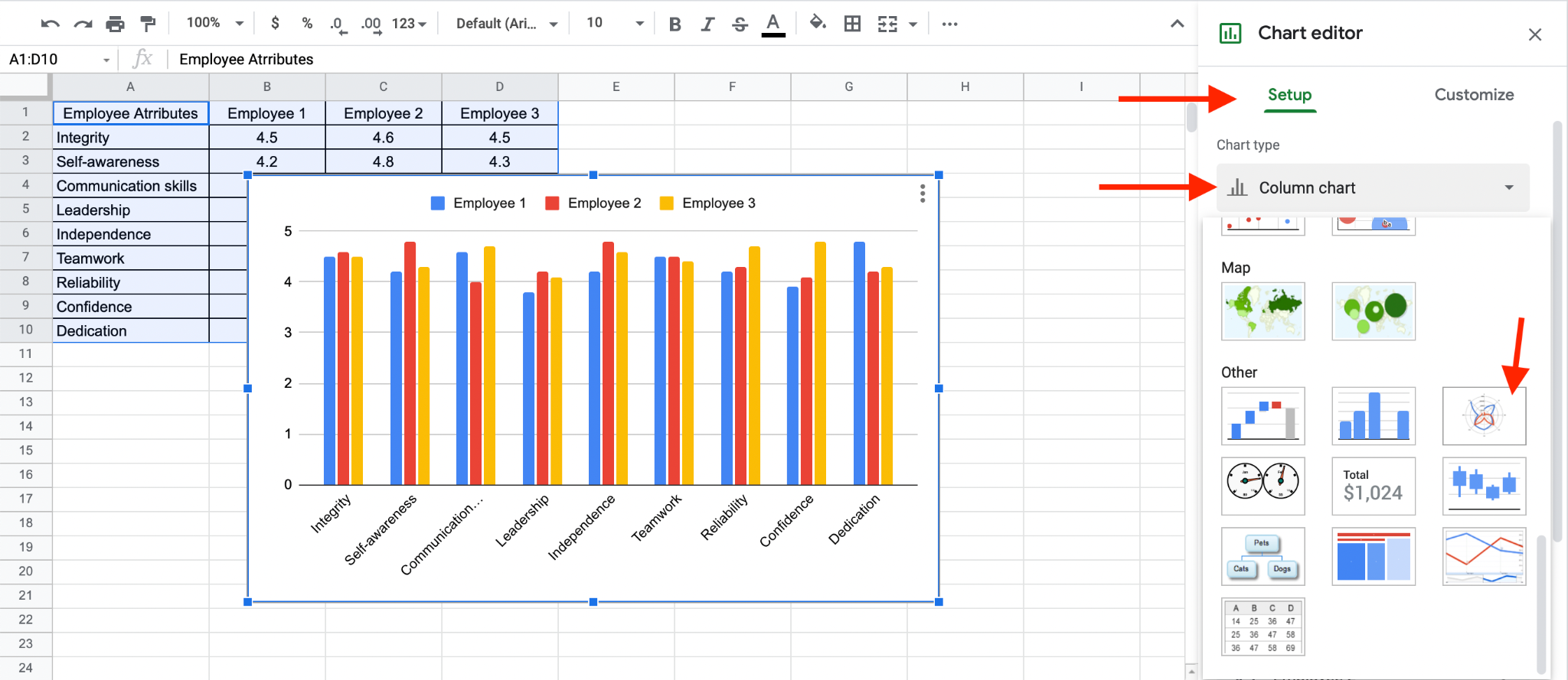 How to Make Radar Charts In Google Sheets Lido.app